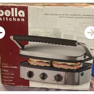 Bella Kitchen 4-in-1 Grill Griddle Panini Press Contact Grill Versatile Cooker